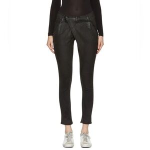R13 Women’s X Over Slim Jeans in Waxed Black Size 25 Gothic Denim Crossover